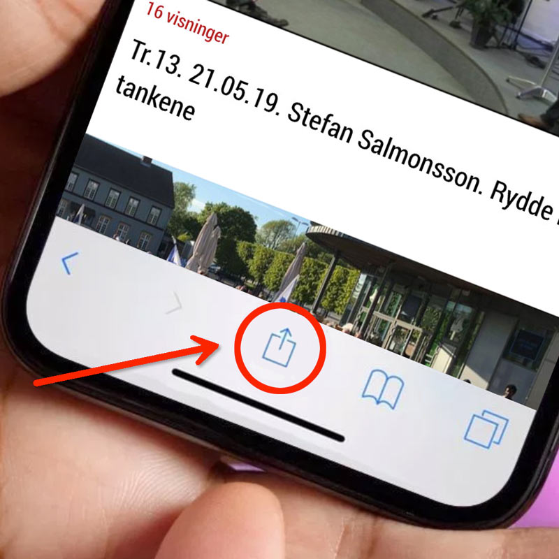 Steg 1: Trykk på del-ikonet i Safari